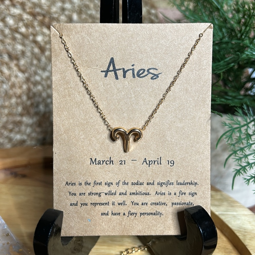 Rose Gold Tone Aries Zodiac Necklace